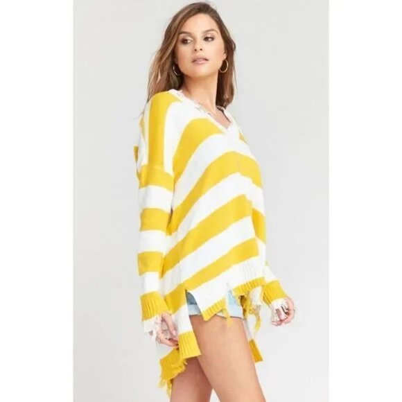 Show Me Your MuMu Delphina Rugby Distressed Sweater Size M - Picture 2 of 7